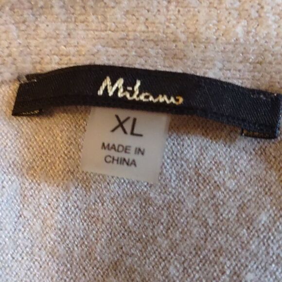 Milano Size Women's XL Classic‎ Neutral Beige Sweater Open Weave Studded Sleeve - Picture 7 of 10